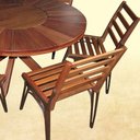 Ver imagem 4 de Conjunto com Mesa de Madeira Giratória e 6 Cadeiras Modelo Sol Marrom