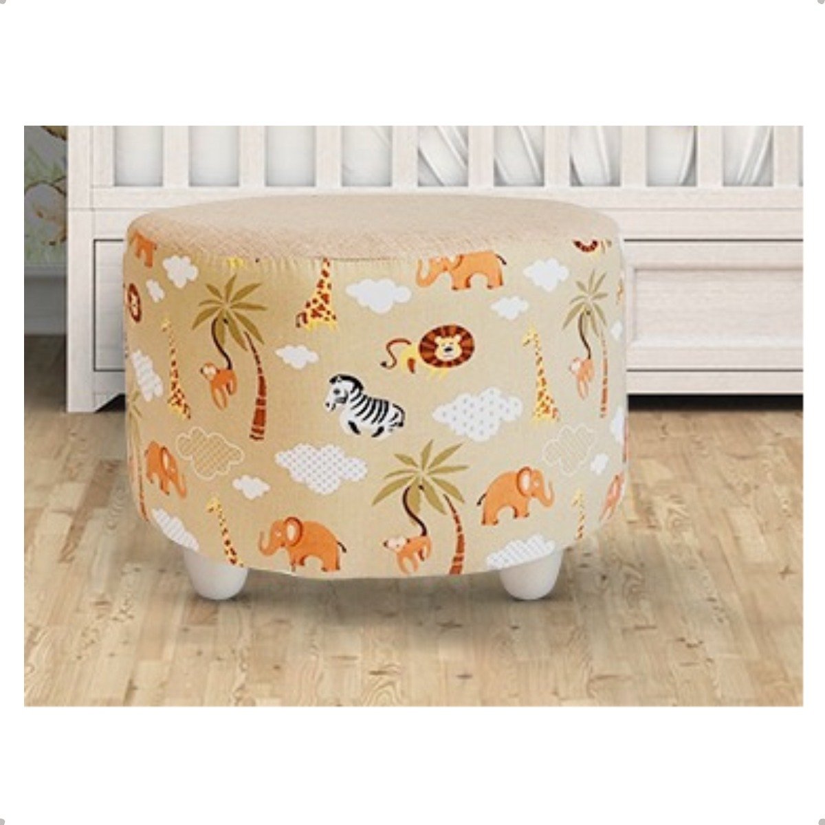 Puff Redondo Decorativo Infantil Safari - Varias Cores Cor:bege