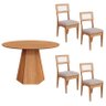Conjunto Sala de Jantar Mesa Lisboa Hexagonal Freijó com 4 Cadeiras Palha Sintética 100% Mdf Freijó/ - 2