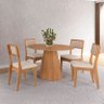 Conjunto Sala de Jantar Mesa Lisboa Hexagonal Freijó com 4 Cadeiras Palha Sintética 100% Mdf Freijó/ - 1