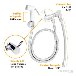 Kit Ducha Higiênica para Ligação na Caixa Acoplada C61-br Ducha Sanitária Chuveirinho Vaso - 2