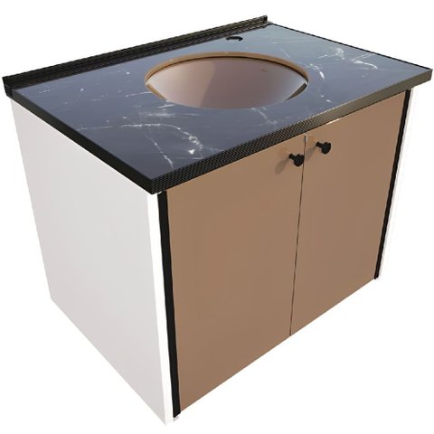 Gabinete para Banheiro Fênix Nero 60x42,5x49cm - 10138 - Cris-metal Gabinete 0,60m Cris Fenix Nero 1