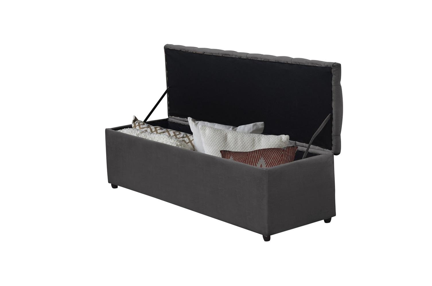 Calçadeira Baú Imperatriz 120 cm Suede Cinza - 3