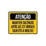 Kit 5 Placas Atenção Manter Silêncio Após 22 Horas Multa - 1