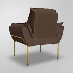 Poltrona Recepção Escritório de Luxo 12 Cores - Base de Ferro Dourado - Marrom - 6