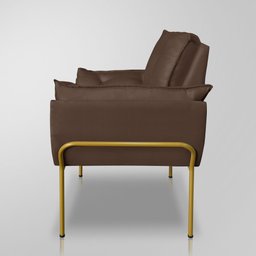 Poltrona Recepção Escritório de Luxo 12 Cores - Base de Ferro Dourado - Marrom - 3
