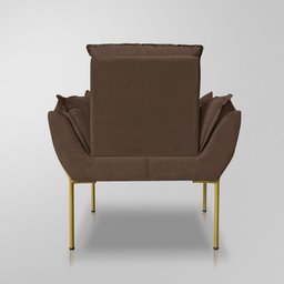 Poltrona Recepção Escritório de Luxo 12 Cores - Base de Ferro Dourado - Marrom - 5