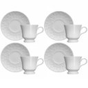 Ver imagem 1 de Conjunto 4 Xícaras de Café com Pires 190ml Porcelana em Relevo Tassel Germer Branco