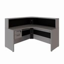 Ver imagem 3 de Balcão Recepção em L e Gaveteiro Suspenso com 2 Gavetas F5 Cor:cinza Sagrado com Preto