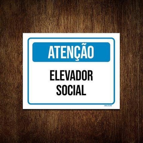 Kit 5 Placas Atenção Elevador Social