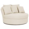 Chaise Redonda Sala de Estar Gaia Base Fixa Titânio Linho Bege Claro - Nexta - 1