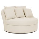 Ver imagem 1 de Chaise Redonda Sala de Estar Gaia Base Fixa Titânio Linho Bege Claro - Nexta