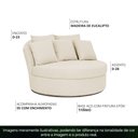 Ver imagem 3 de Chaise Redonda Sala de Estar Gaia Base Fixa Titânio Linho Bege Claro - Nexta