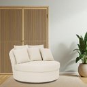 Ver imagem 2 de Chaise Redonda Sala de Estar Gaia Base Fixa Titânio Linho Bege Claro - Nexta