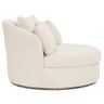 Chaise Redonda Sala de Estar Gaia Base Fixa Titânio Linho Bege Claro - Nexta - 7