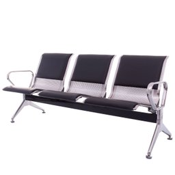 Cadeira Longarina de Espera, Clinica, Aeroporto Aço Inox com Estofado 3 Lugares - 1