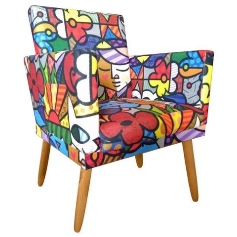 Poltrona Decorativa Nina Cr Suede Romero Brito para Recepção