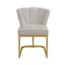 Ver imagem 2 de Cadeira Flor para Escritório Veludo Bege Base Dourada - Vallisa Decor