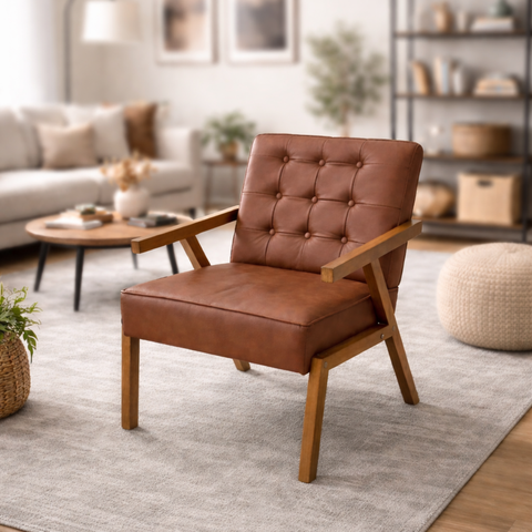 Poltrona Zara Corino Moderno Sala de Estar Escritório Quarto:terra Cota