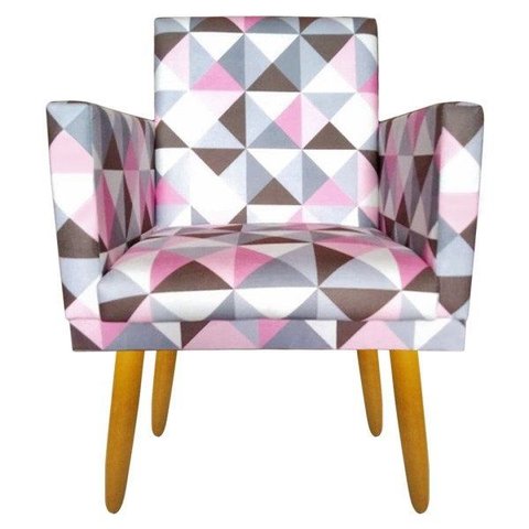 Poltrona Decorativ Nina Cr Suede Triangulo Rosa Penteadeira