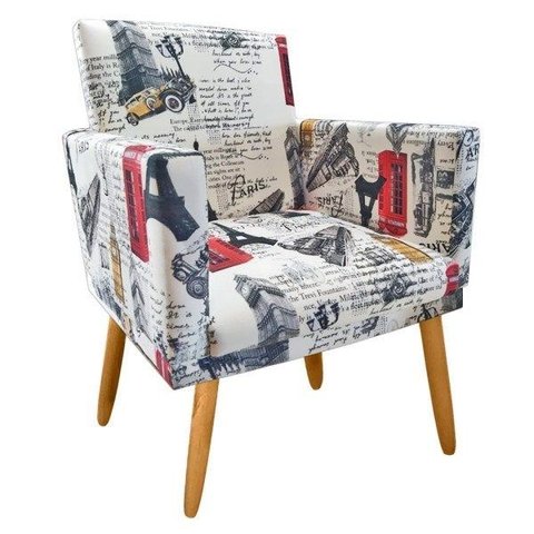 Poltrona Nina Cr Suede Paris Vermelho para Leitura