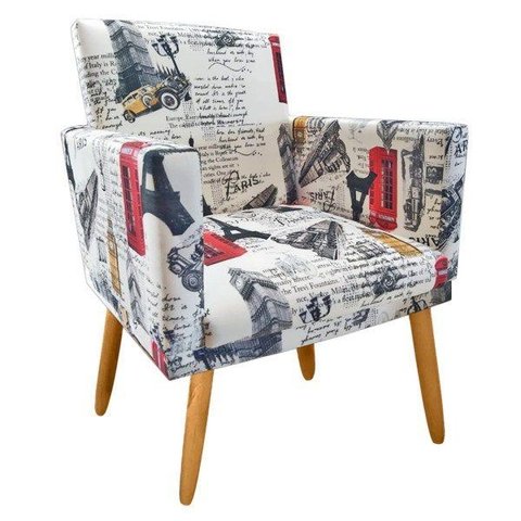 Poltrona Nina Cr Suede Paris Vermelho Sala e Recepção