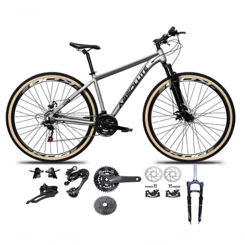 Bicicleta Aro 29 Absolute Nero 5 Kit 2x9 Gta Sunrun Freio Disco K7 Garfo C-trava Pneu C-faixa Cinza