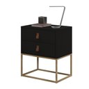 Ver imagem 2 de Mesa de Cabeceira 2 Gavetas Pes de Ferro Dourado Estilo Industrial Cor:preto