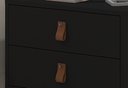 Ver imagem 3 de Mesa de Cabeceira 2 Gavetas Pes de Ferro Dourado Estilo Industrial Cor:preto