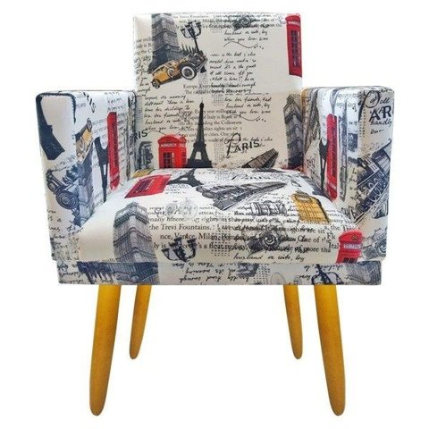 Poltrona Decorativ Nina Cr Suede Paris Vermelho Penteadeira