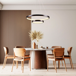 Lustre Pendente Moderno 2 Anéis 40 e 60cm Arco Ring Led 45w 6500k:preto - Luz Branca Fria 6500k - 4