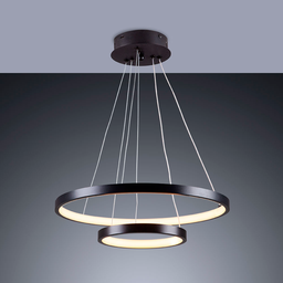 Lustre Pendente Moderno 2 Anéis 40 e 60cm Arco Ring Led 45w 6500k:preto - Luz Branca Fria 6500k - 2