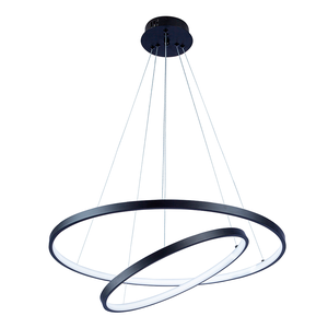 Lustre Pendente Moderno 2 Anéis 40 e 60cm Arco Ring Led 45w 6500k:preto - Luz Branca Fria 6500k