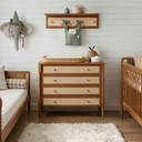 Ver imagem 4 de Cômoda 4 Gavetas Madeira Maciça Cor Nogueira e Palha Rattan