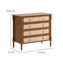 Ver imagem 6 de Cômoda 4 Gavetas Madeira Maciça Cor Nogueira e Palha Rattan