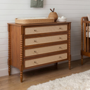 Ver imagem 3 de Cômoda 4 Gavetas Madeira Maciça Cor Nogueira e Palha Rattan