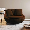 Ver imagem 2 de Poltrona Redonda Giratória Confortável Almofada Marrom Cloe