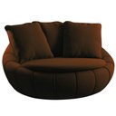 Ver imagem 1 de Poltrona Redonda Giratória Confortável Almofada Marrom Cloe