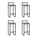 Ver imagem 1 de Kit 4 Banquetas Dori Bistrô Alta Industrial em Aço para Bar Cozinha Assento Suede - Preto/bege