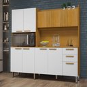 Ver imagem 1 de Kit Armário de Cozinha 10 Portas 2 Gavetas Jean Chf Móveis Cinamomo com Branco Acetinado