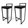 Kit 2 Banquetas Alta Industrial Cozinha Bar Balcão Bistrô Estofado Preto Metalon Preto. - 1