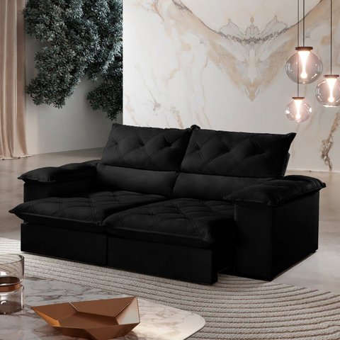 Sofá Istambul Retrátil e Reclinável Caixa Zero 2,70m Pillow de 15cm - Movenzo Estofados
