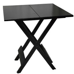 Mesa Dobrável Madeira Quadrada 70x70 Restaurante Bar Área de Lazer Barzinho - Preto - 1