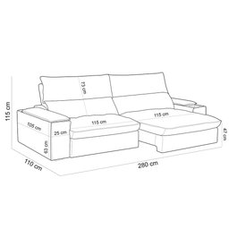 Sofá Retrátil Reclinável para Sala de Estar Living 280cm Nápoles F04 Veludo Azul - Lyam Decor - 4