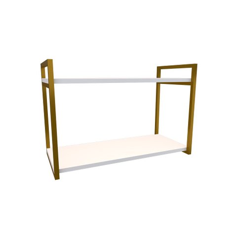 Nicho Industrial 2 Prateleiras Bahamas Ferro Dourado Tampo Branco 60cm