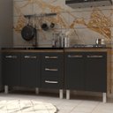 Ver imagem 2 de Armário Cozinha Gabinete Pia de 120 Cm Bruna e Balcão Fran para Cooktop 4 Bocas Savana Preto