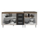 Ver imagem 5 de Armário Cozinha Gabinete Pia de 120 Cm Bruna e Balcão Fran para Cooktop 4 Bocas Savana Preto