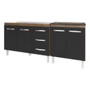 Ver imagem 4 de Armário Cozinha Gabinete Pia de 120 Cm Bruna e Balcão Fran para Cooktop 4 Bocas Savana Preto