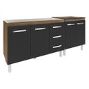 Ver imagem 1 de Armário Cozinha Gabinete Pia de 120 Cm Bruna e Balcão Fran para Cooktop 4 Bocas Savana Preto