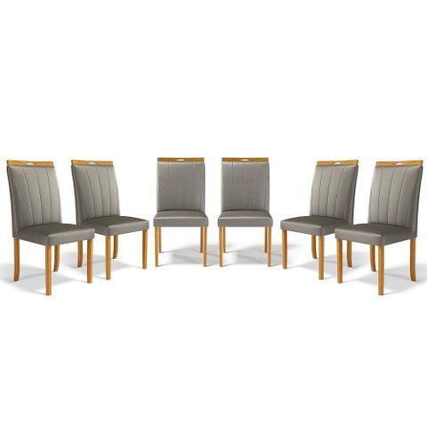 Kit com 6 Cadeiras Aurora Madeira Maciça Estofadas para Mesa de Jantar Veludo Chumbo 109